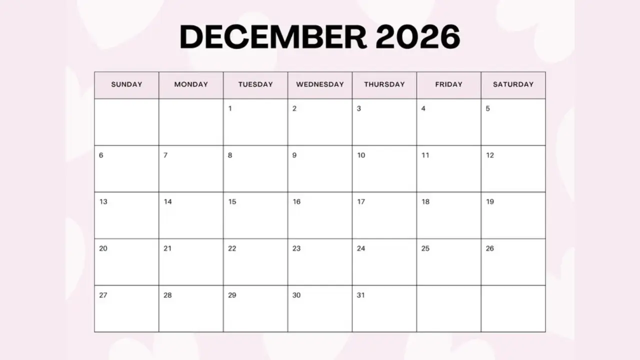 december calendar printable