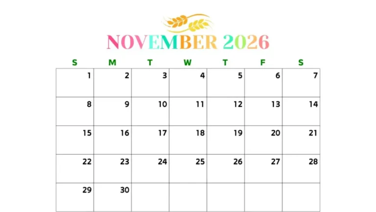 november calendar printable