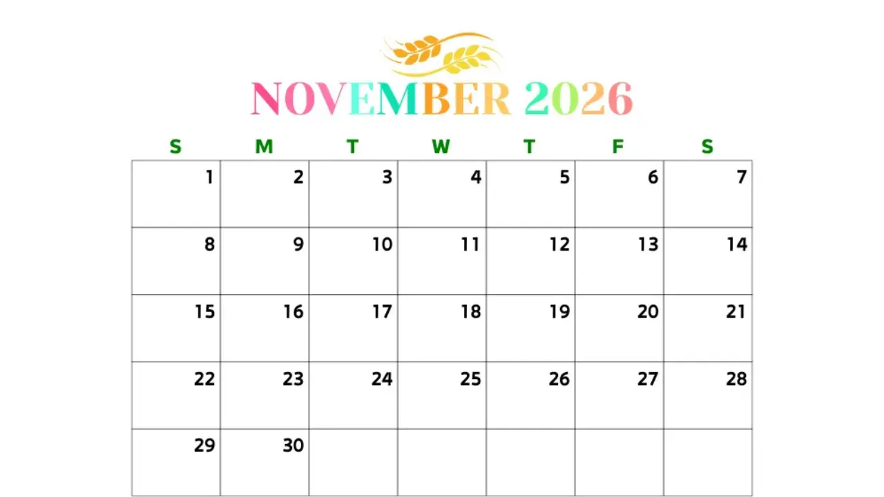 november calendar printable